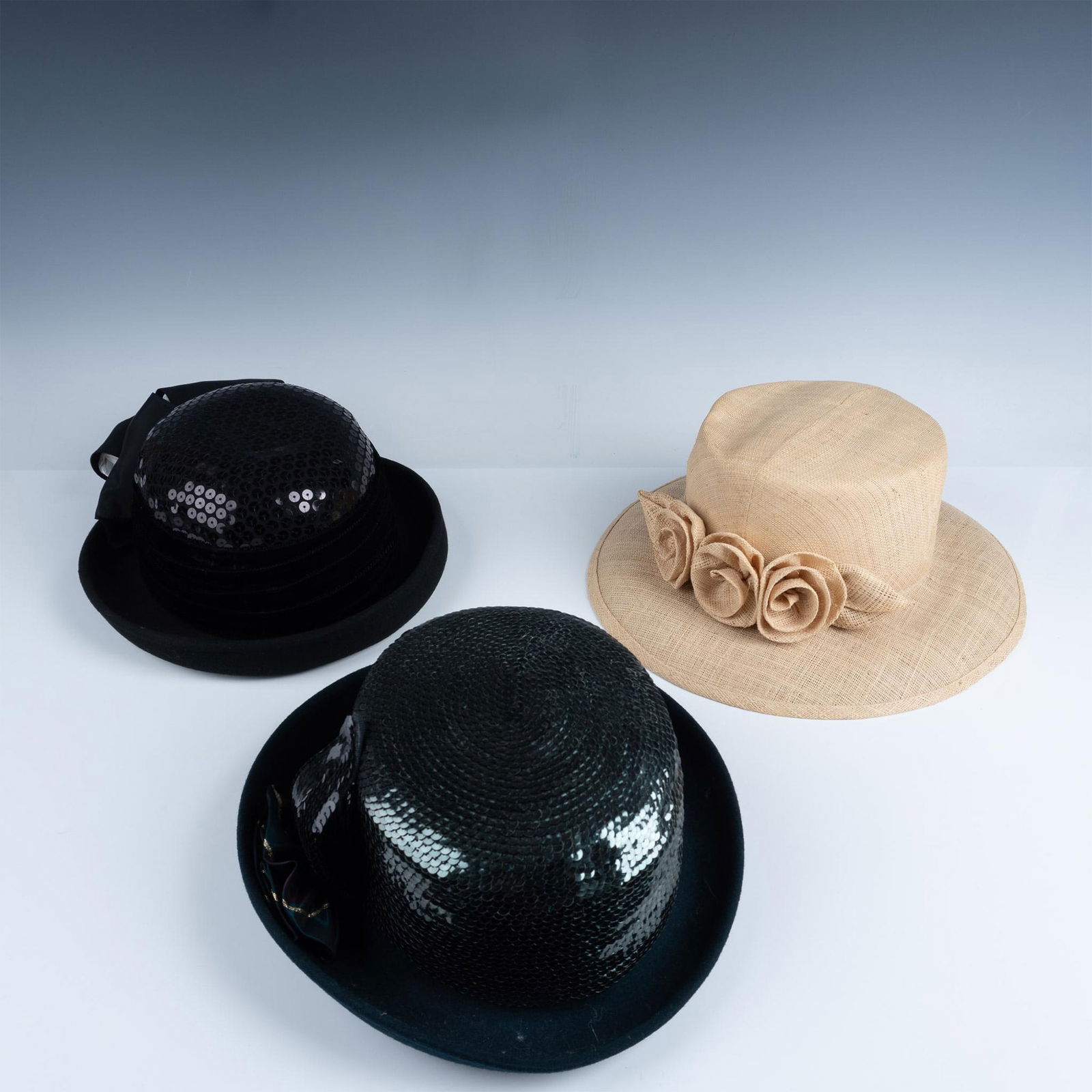 3pc Sequenced and Straw Derby Hats (1 of 6)