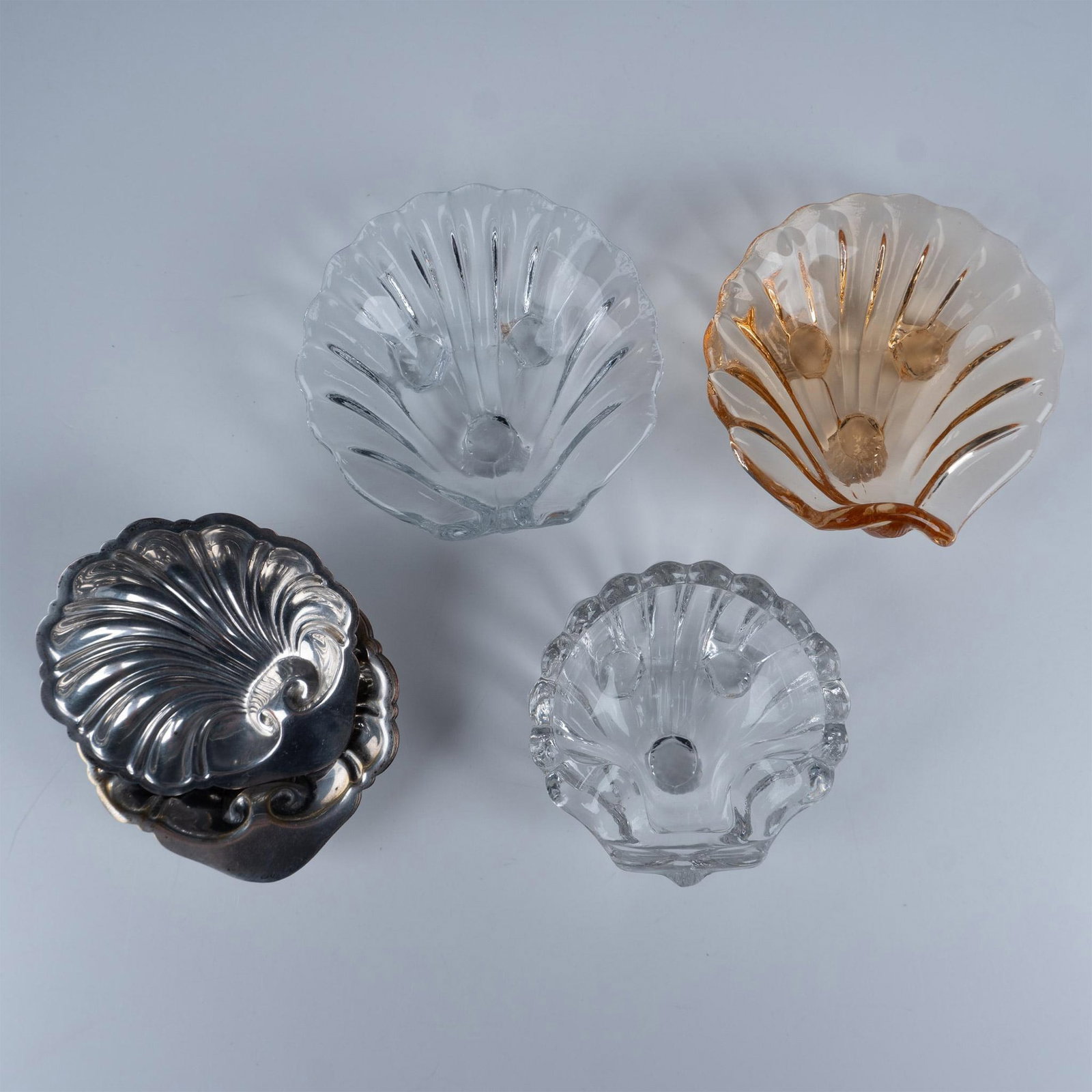 10pc Vintage Shell Shaped Dishes, Glass and Silver on Copper (1 of 5)