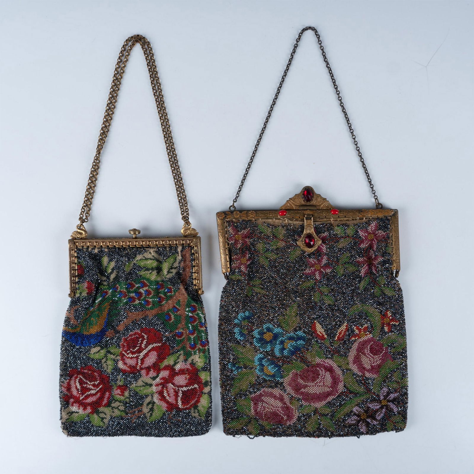 Pair of Original Art Nouveau Floral Beaded Evening Bags (1 of 5)