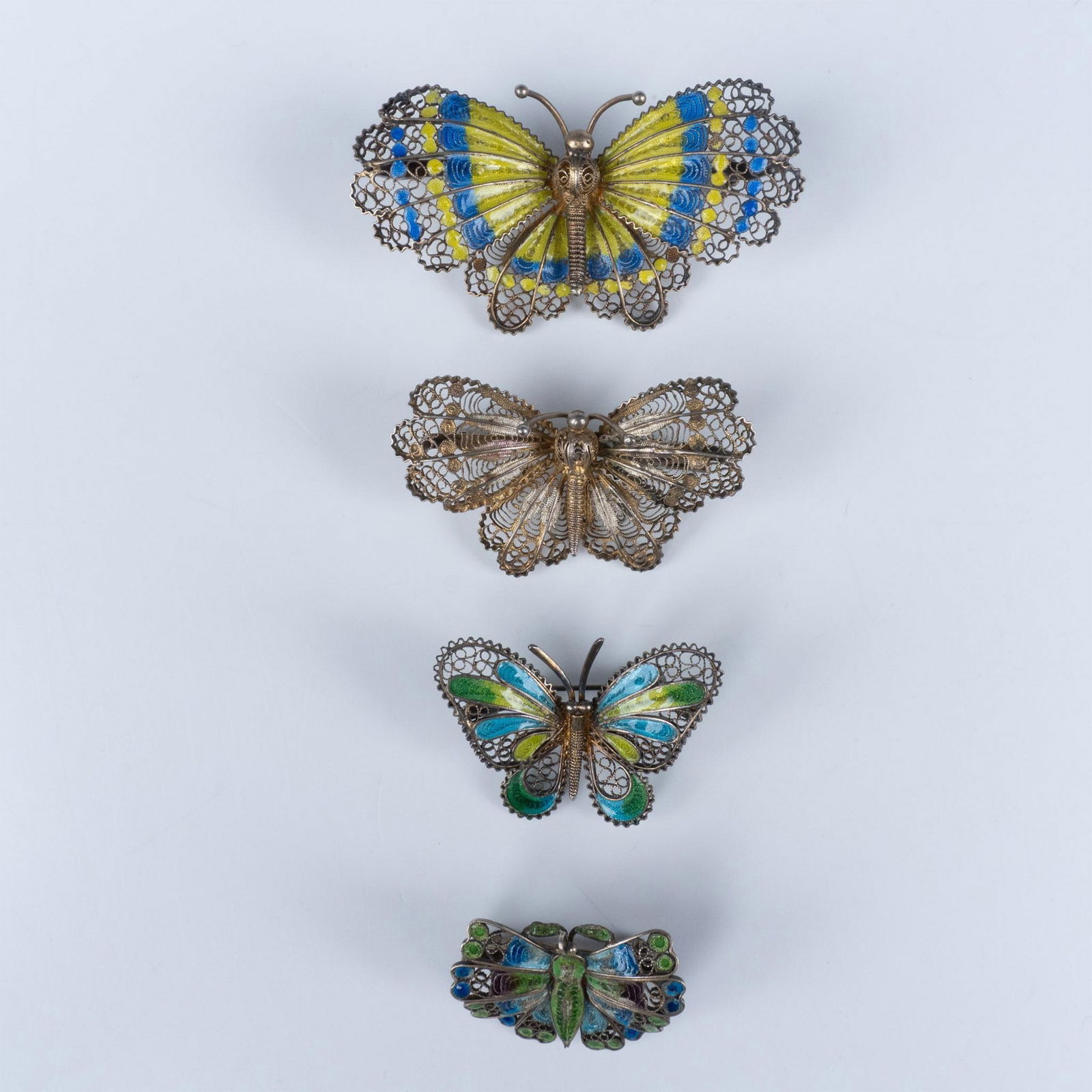 4pc Delicate Enameled Filigree Butterfly Brooches (1 of 3)