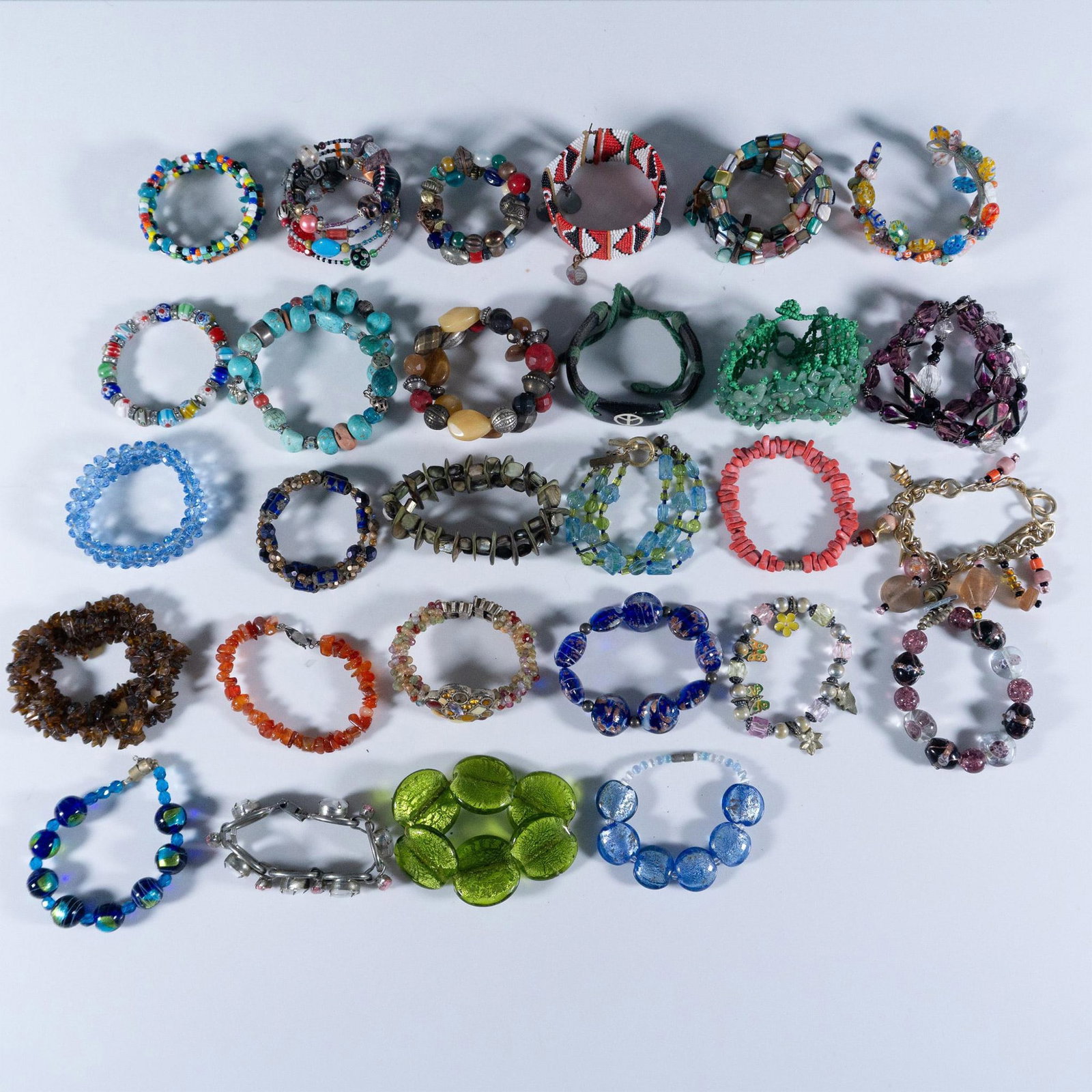28pc Colorful Beaded Costume Bracelet Grouping (1 of 15)