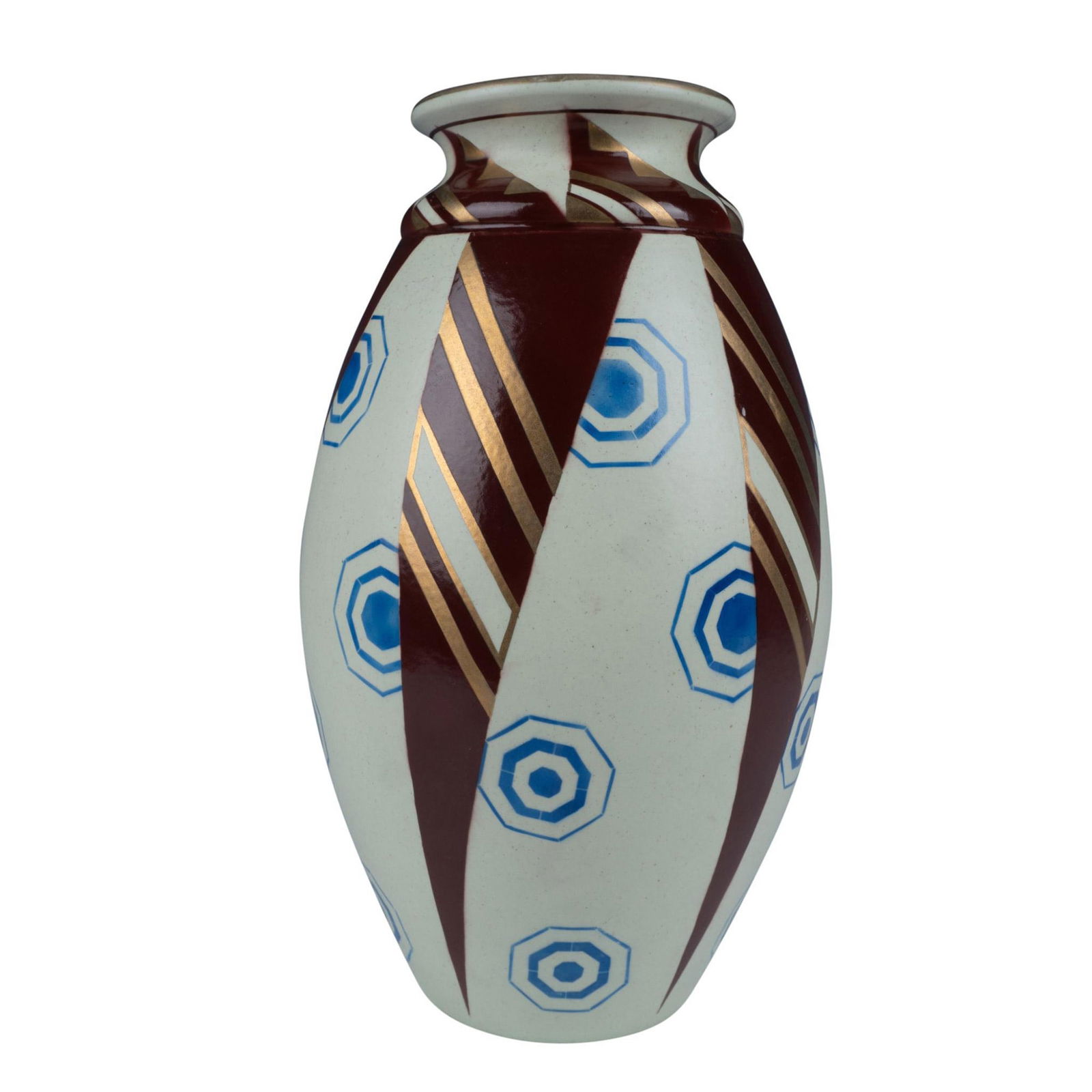 Saint Ghislain Art Deco Ceramic Geometric Vase (1 of 5)