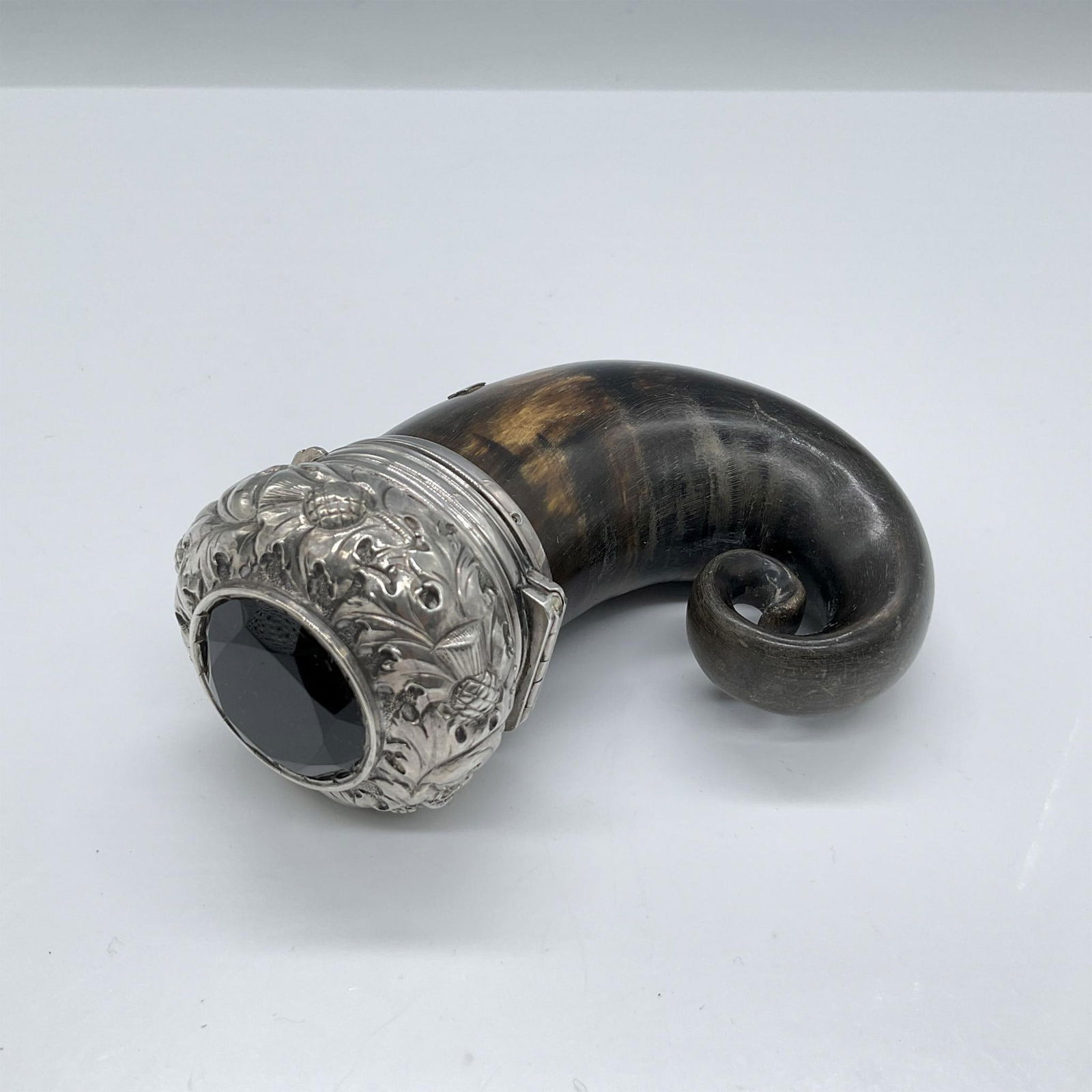 Vintage Original Silver Mounted Horn Snuff Mull (1 of 5)