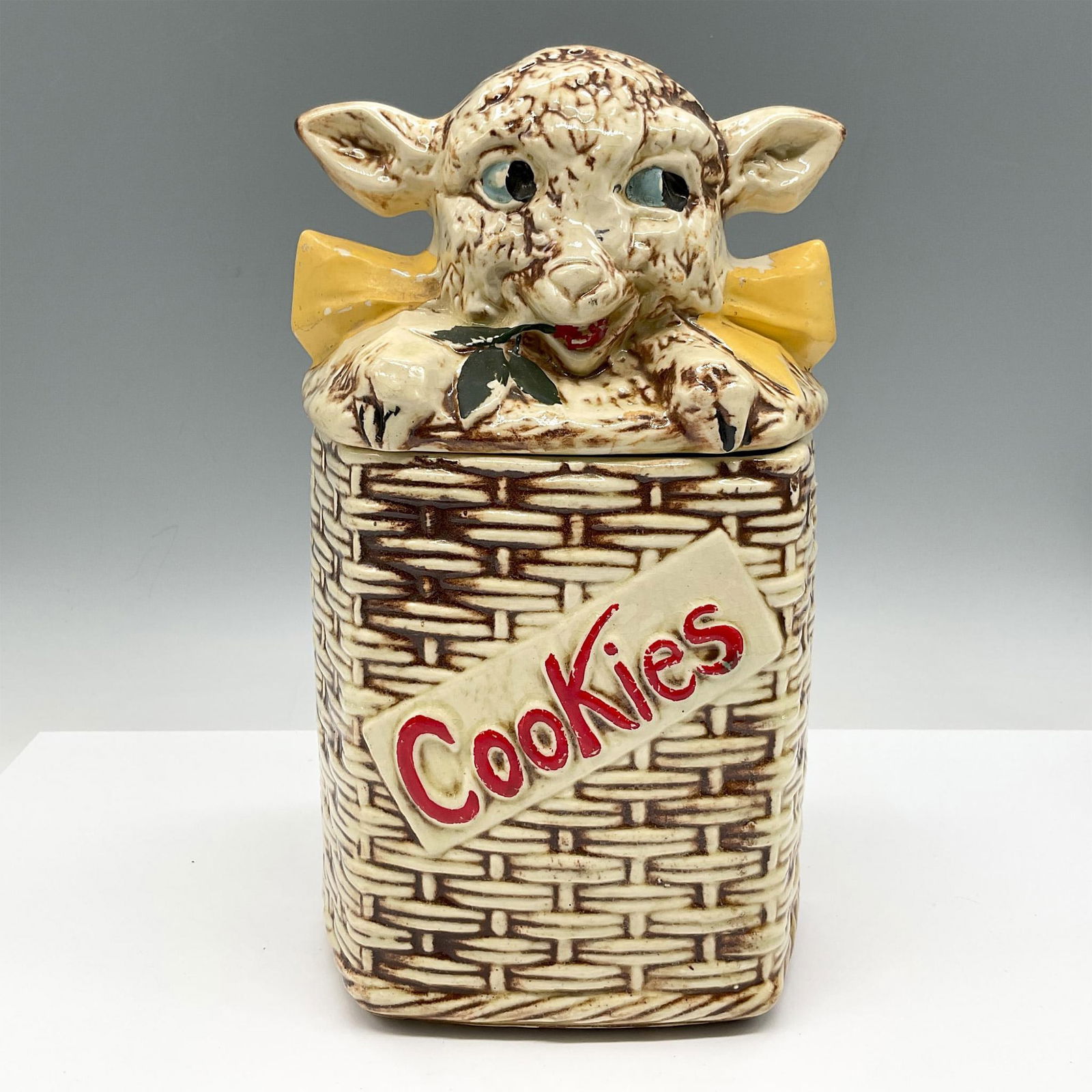 Collectible McCoy USA Pottery, Lamb in Basket Cookie Jar