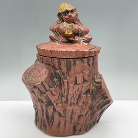 McCoy Cookie Jar with Lid, Monkey on Tree Stump