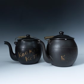 Pair of McCoy Pottery Collectible Cookie Jars, Kookie Kettle