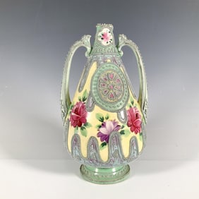 Vintage Moriage Double Handled Vase