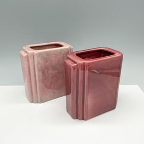 2pc Artistic Potteries Art Deco Vases