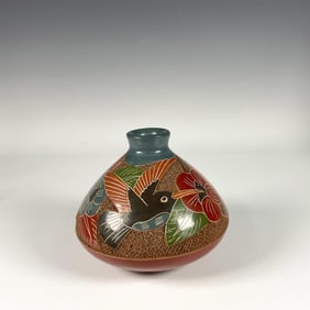 Costa Rica Etched Ceramic Vase