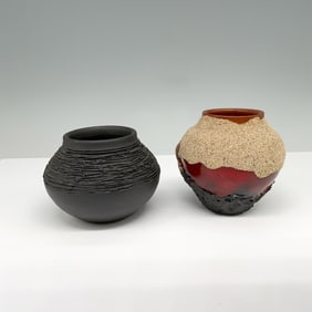 2pc Vintage Spanish Pottery Vases