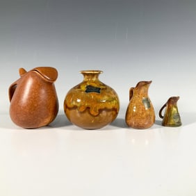 4pc Raymor and Niloak Pitchers, and California Original Vase