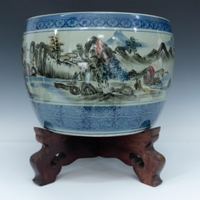 Traditional Japanese Porcelain Jardiniere, Signed