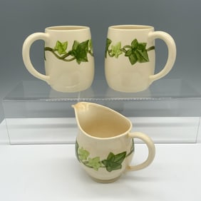 3pc Franciscan Earthenware Mugs and Creamer, Ivy