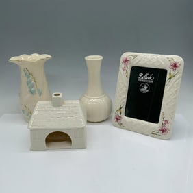 4pc Vintage Belleek Porcelain Tableware Set