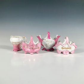 4pc Mid Century Porcelain Souvenir Baskets and Ewer