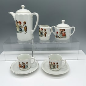 7pc Vintage German Children's Tea Set for Two