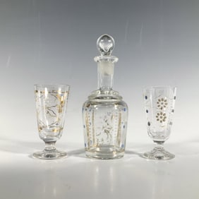 3pc Miniature Decanter and Cordial Glasses