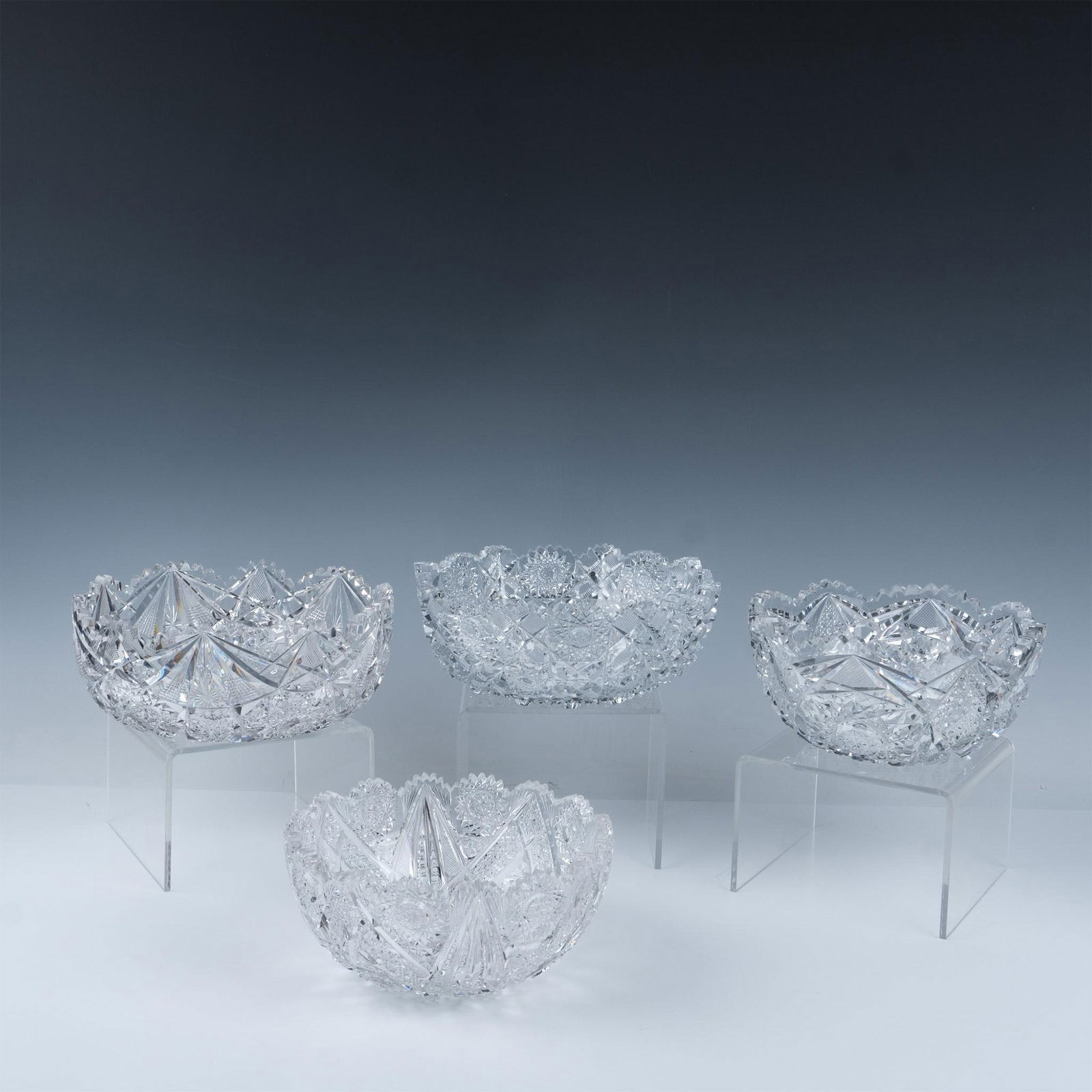 4pc Cut Crystal Bowls with Sawtooth Edge (1 of 9)