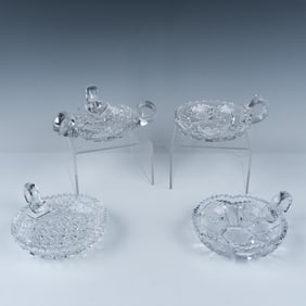 4pc Vintage Cut Crystal Nappy Bowls