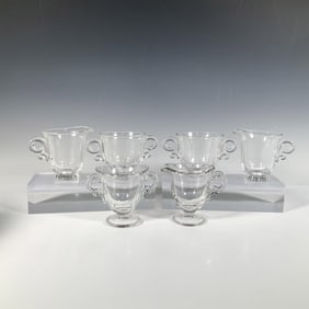 6pc Heisey and Fostoria Glass Creamers and Sugar Bowls