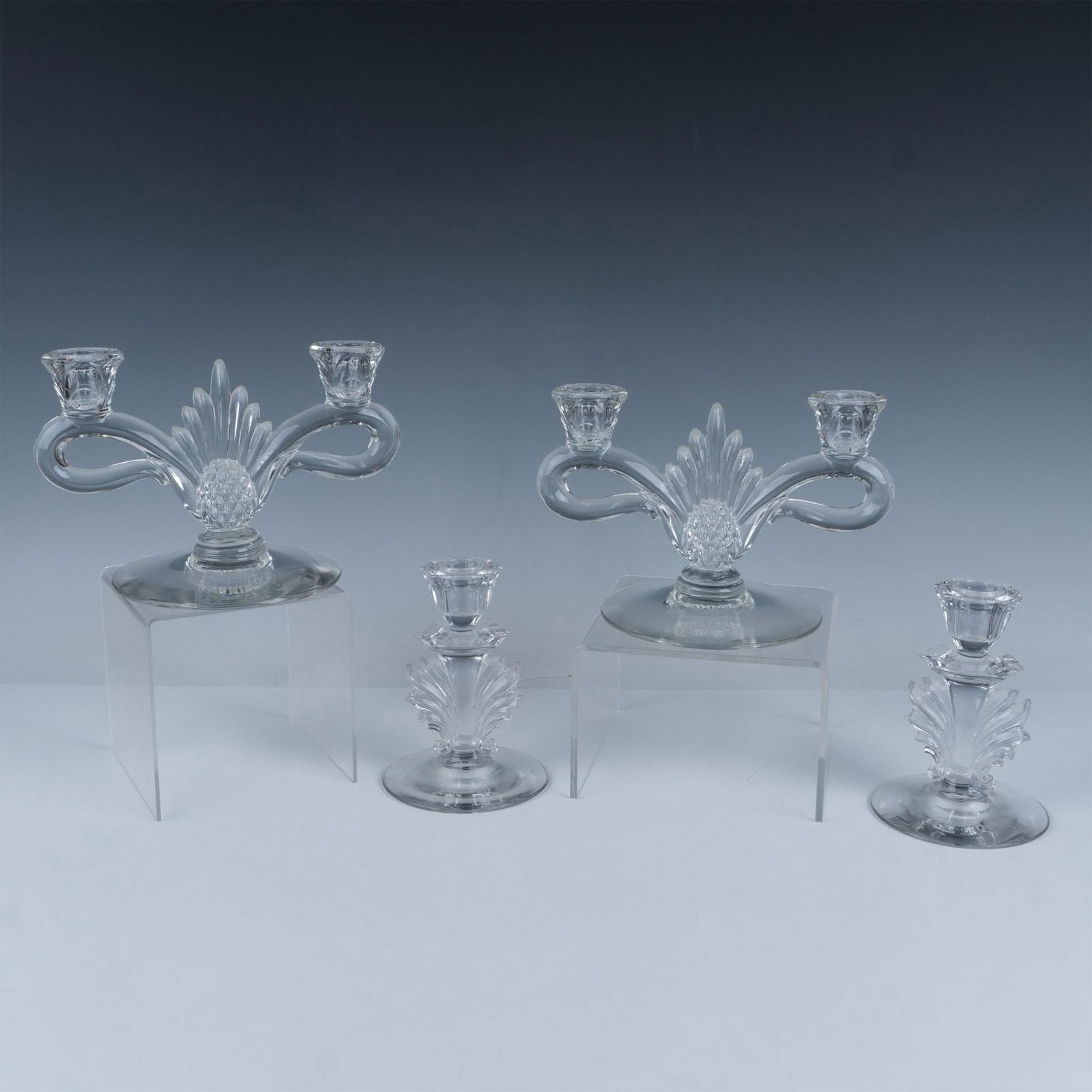 4pc Heisey & Fostoria Crystal Candleholders (1 of 6)