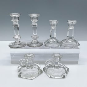 3 pairs of Vintage Glass Candlestick Holders