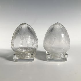 2pc Rose Point Glass Egg Salt and Pepper Shaker