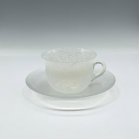 2pc H.C. Fry Glass Stippled Texture Cup & Saucer