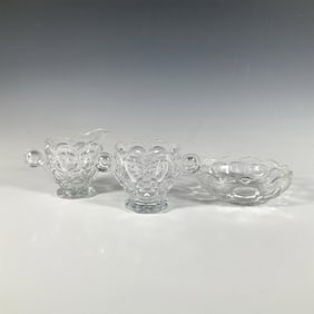 3pc Heisey Whirlpool Glass Tableware