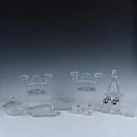 17pc Fostoria Crystal Tableware, American Clear