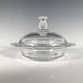 Vintage Heisey Glass Lidded Butter Dish, Plantation