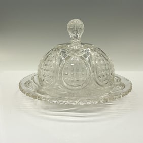 Heisey Pattern Glass Covered Dish, Fancy Loop