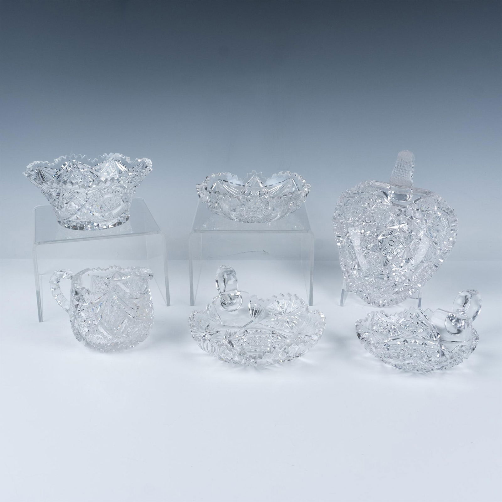 6pc American Brilliant Cut Crystal Serving Dishes (1 of 10)