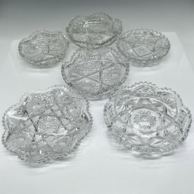 6pc Cut Crystal Glass Serving Dishes