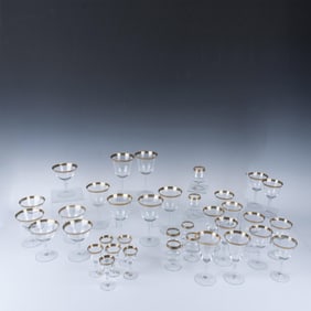36pc German Elegant Gilded Glasses and Stemware