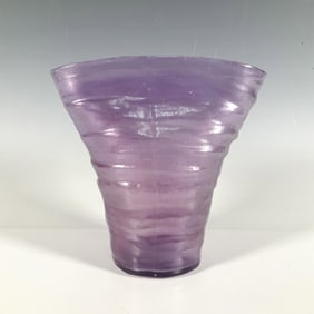 Vintage Catalonian Glass Fan Vase, Amethyst