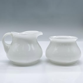 2pc Milk Glass Creamer and Sugar Bowl