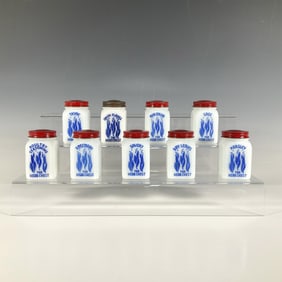 9pc Vintage Milk Glass Spice Containers