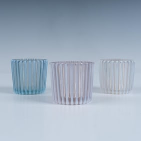 3pc EAPG Beatty Glass Opalescent Ribbed Toothpick Holders