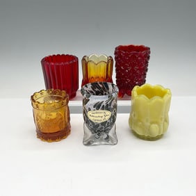 6pc Colored & Hand-Blown Glass Toothpick Holders