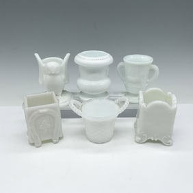 6pc Vintage Milk & Opal Glass Toothpick & Cigarette Holders
