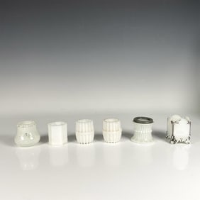 6pc White Milk Glass Toothpick Holders
