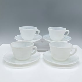 8pc American Sweetheart Tea Cups & Saucers, Monax White