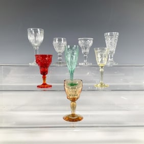 8pc Pattern Glass Cordial Cups