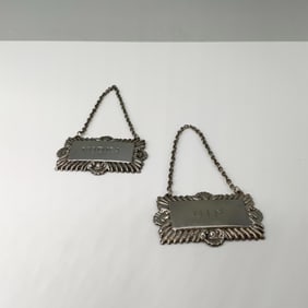 2pc Plato Liquor Silver Plated Decanter Labels