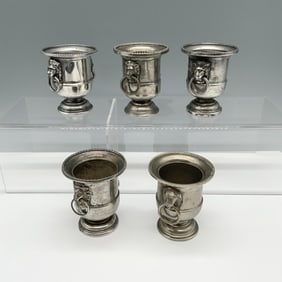 5pc Silverplate Lions Head Toothpick Holders