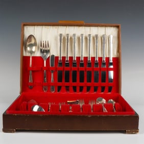 50pc Rogers Oneida Sterling, Stainless & Plated Flatware Set