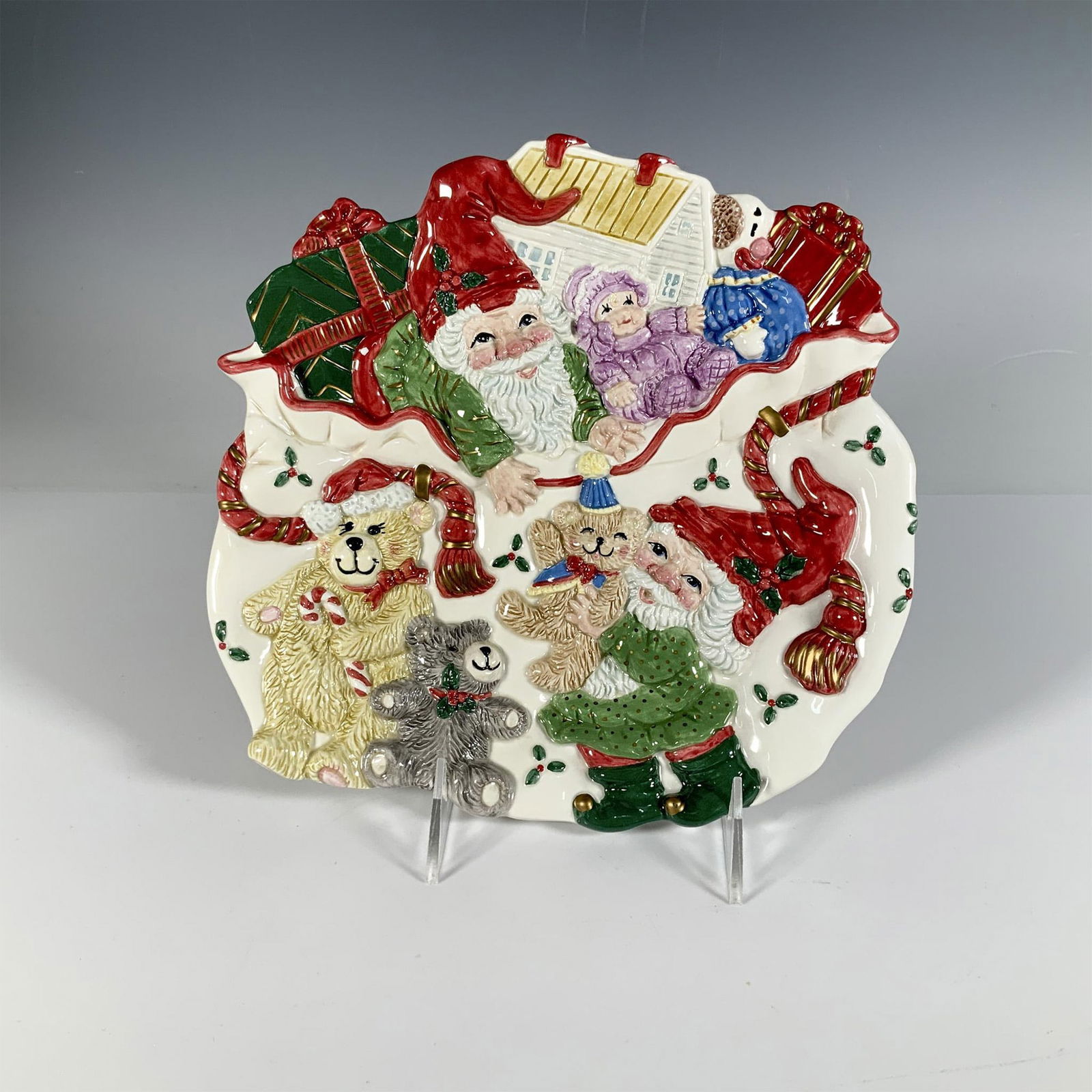 Fitz and Floyd Holiday Elf Canape Plate (1 of 4)