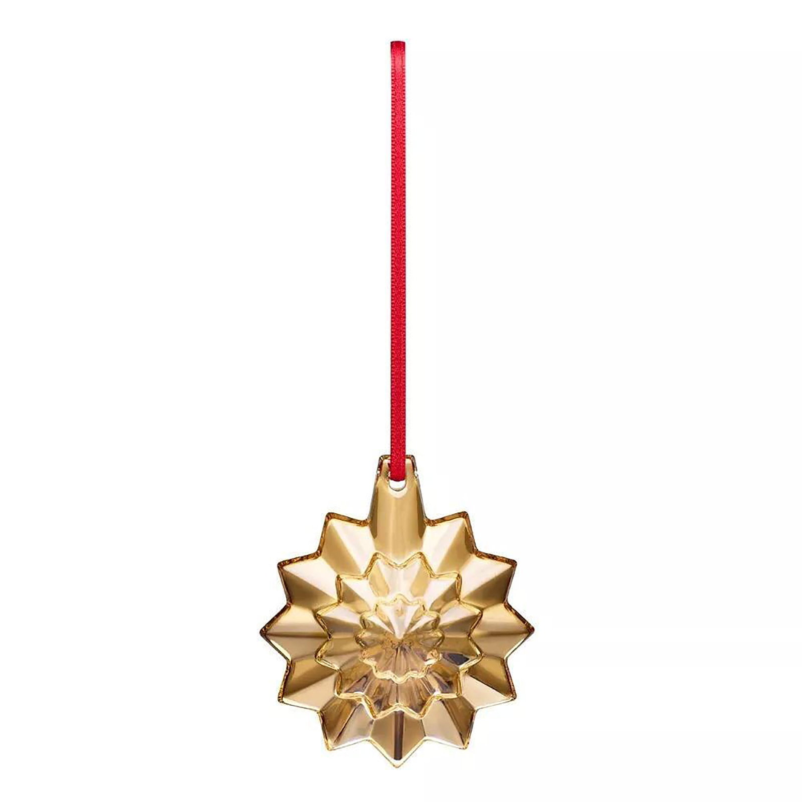 Baccarat Crystal Ornament, Gold Noel 2019, Sealed Box: Annual edition radiant starburst shape, gilded with 20K gold to add a touch of luxury and brilliance to holiday decor. Engraved with Noel 2019 Baccarat on the back. 2813068. This item has its original