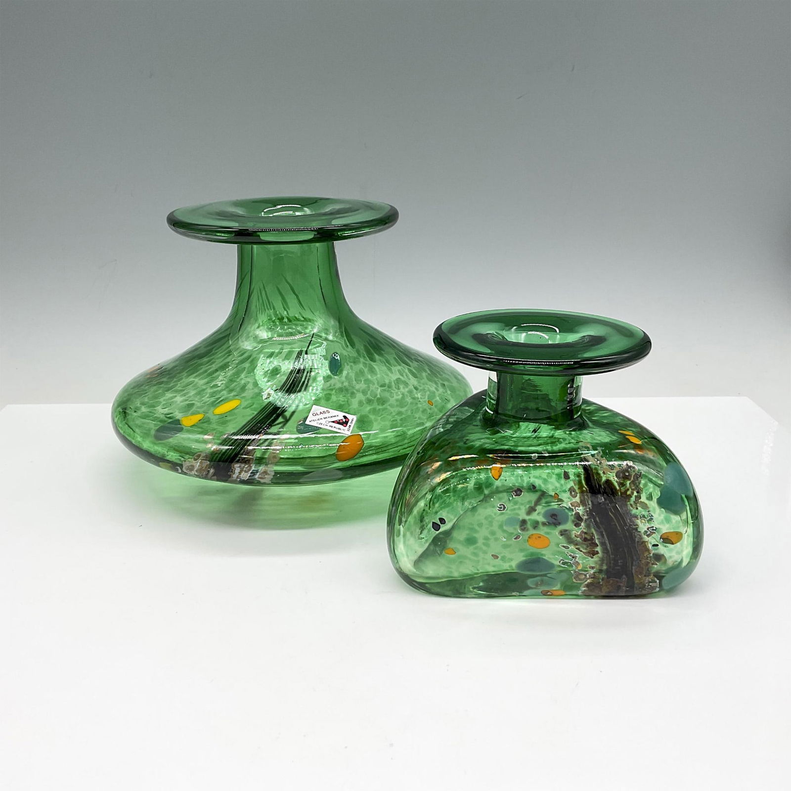 2pc Atelier Beranek Handblown Art Glass Vases (1 of 4)